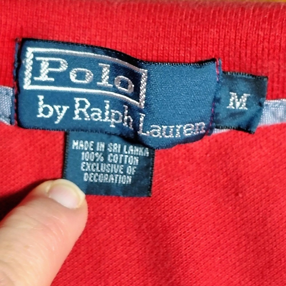 Polo Ralph Lauren USA American Flag Red Polo Shirt Mens Size M - Picture 2 of 10